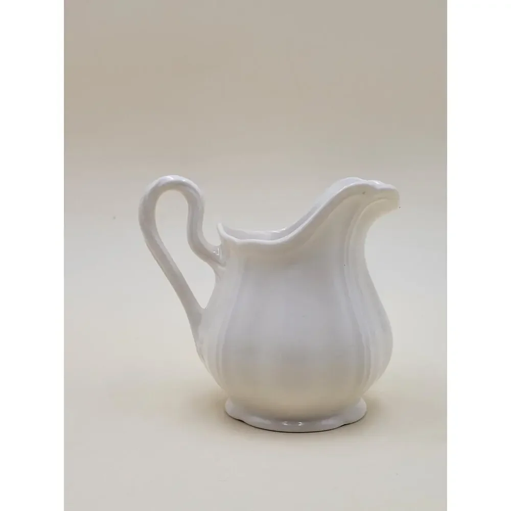 Wedgwood Queens Shape Creamer White Ceramic Scalloped Rim Vtg